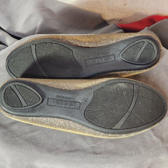 Lower East Side Gold Glitter Chelsea Dorado Fabric Upper Ballet Flat Size 7W - Picture 14 of 16